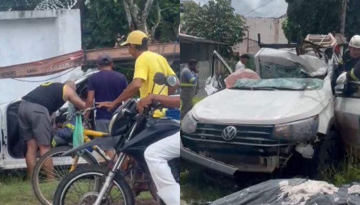 Carro de concessionária de energia capota após perder o controle, em Mosqueiro