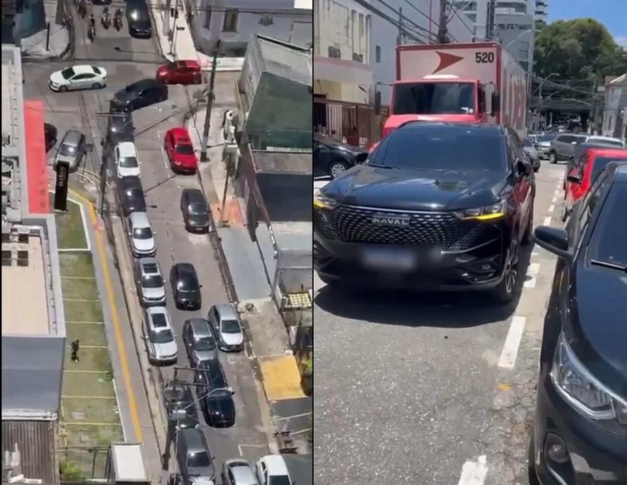 Motorista trava trânsito no bairro do Reduto em Belém após parar carro no meio da pista e sair por 30 minutos