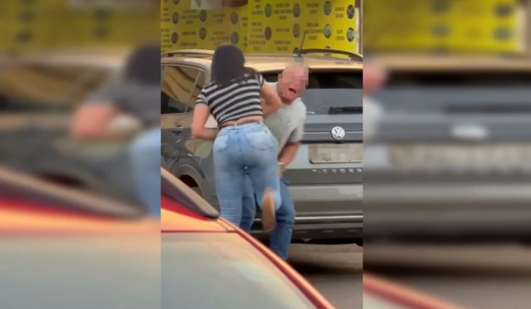 As imagens registram o momento em que um policial penal é agredido. —