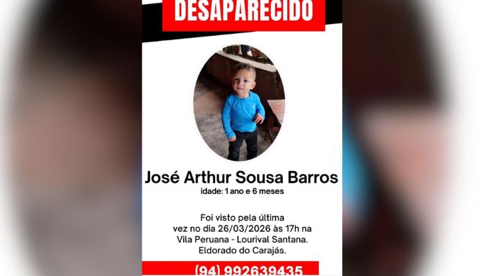 Criança de 1 ano desaparece após suposto sequestro em Eldorado do Carajás