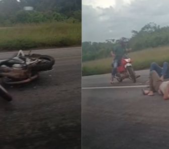 Imagem - Dois homens ficam feridos após queda de moto na estrada de Castanhal