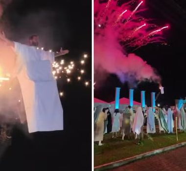 Imagem - VÍDEO: figurino de Henri Castelli pega fogo durante encenação de 'A Paixão de Cristo'