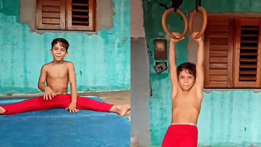Apollo, de 9 anos, surge como uma das novas promessas da ginástica artística brasileira