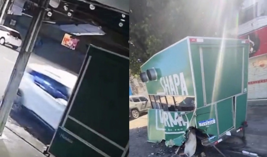 Proprietário oferece R$ 500 para quem achar veículo que destruiu carro de lanche na Marambaia
