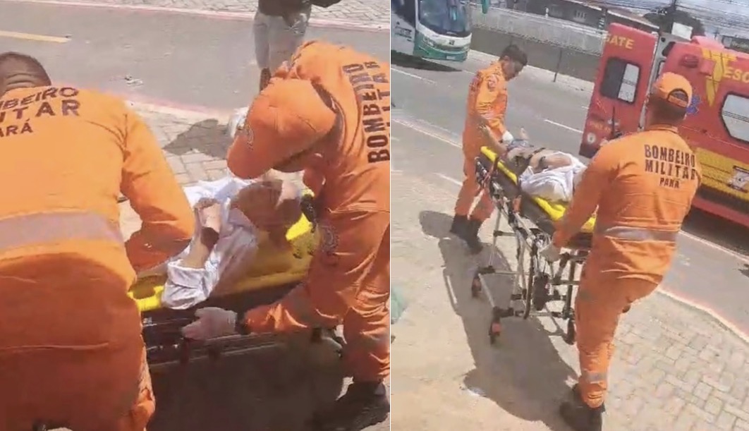 Idoso passa mal em parada de ônibus e é socorrido pelo Corpo de Bombeiros em Belém