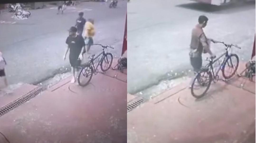 Câmeras registram furto de bicicleta no bairro do Jurunas, em Belém