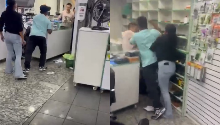 (Confusão após acusação de racismo termina em agressão na 25 de Março, em São Paulo)