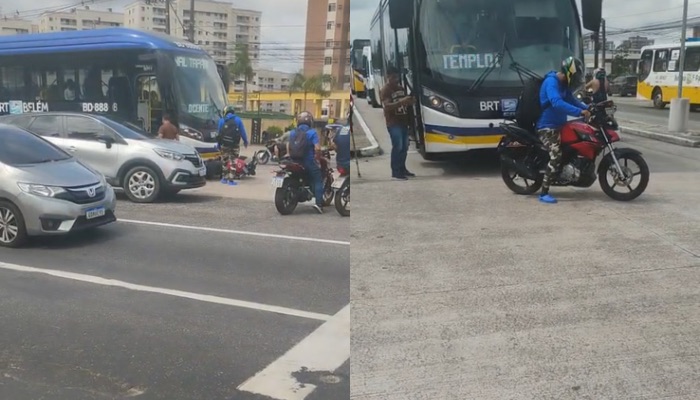 (Motociclista quase é atropelado por BRT na Augusto Montenegro, em Belém)