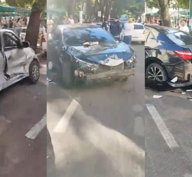Imagem - Carro desgovernado atinge veículos estacionados na Praça da República, em Belém