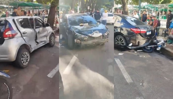 Imagem - Carro desgovernado atinge veículos estacionados na Praça da República, em Belém