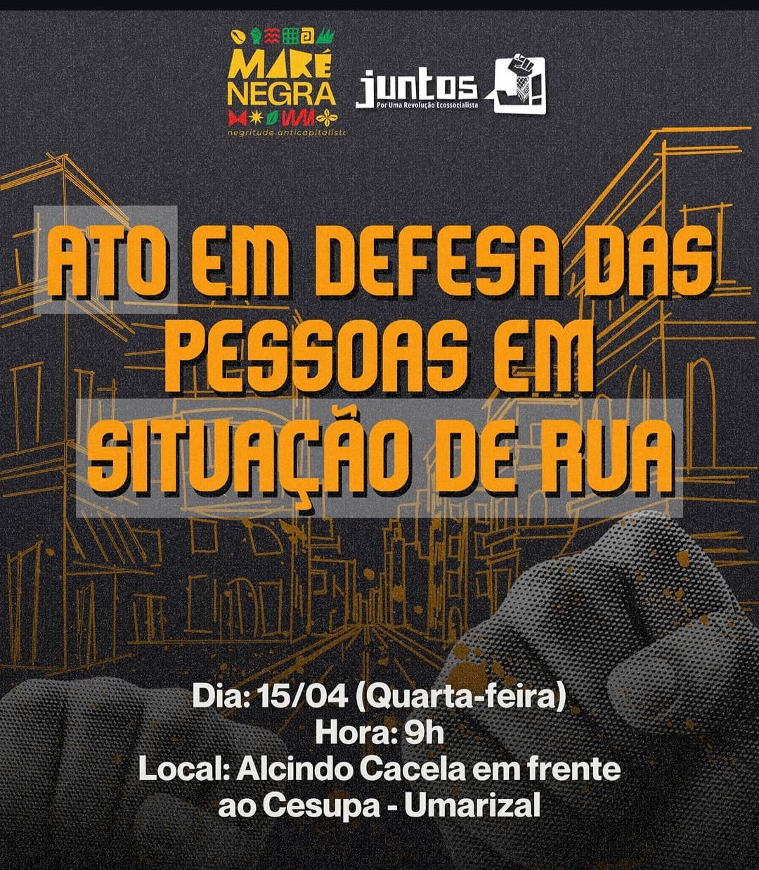 Grupos organizam ato em defesa das pessoas em situação de rua após episódio de agressão em Belém.