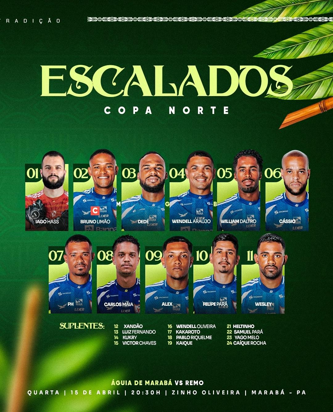 Escalação oficial do Águia de Marabá 