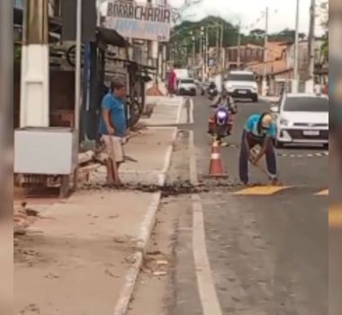 Imagem - VÍDEO: Asfalto novo é danificado antes de inauguração na Pratinha, em Belém