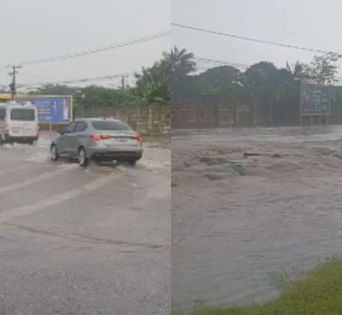 Imagem - VÍDEO: Trechos da BR apresentam alagamentos e risco de aquaplanagem