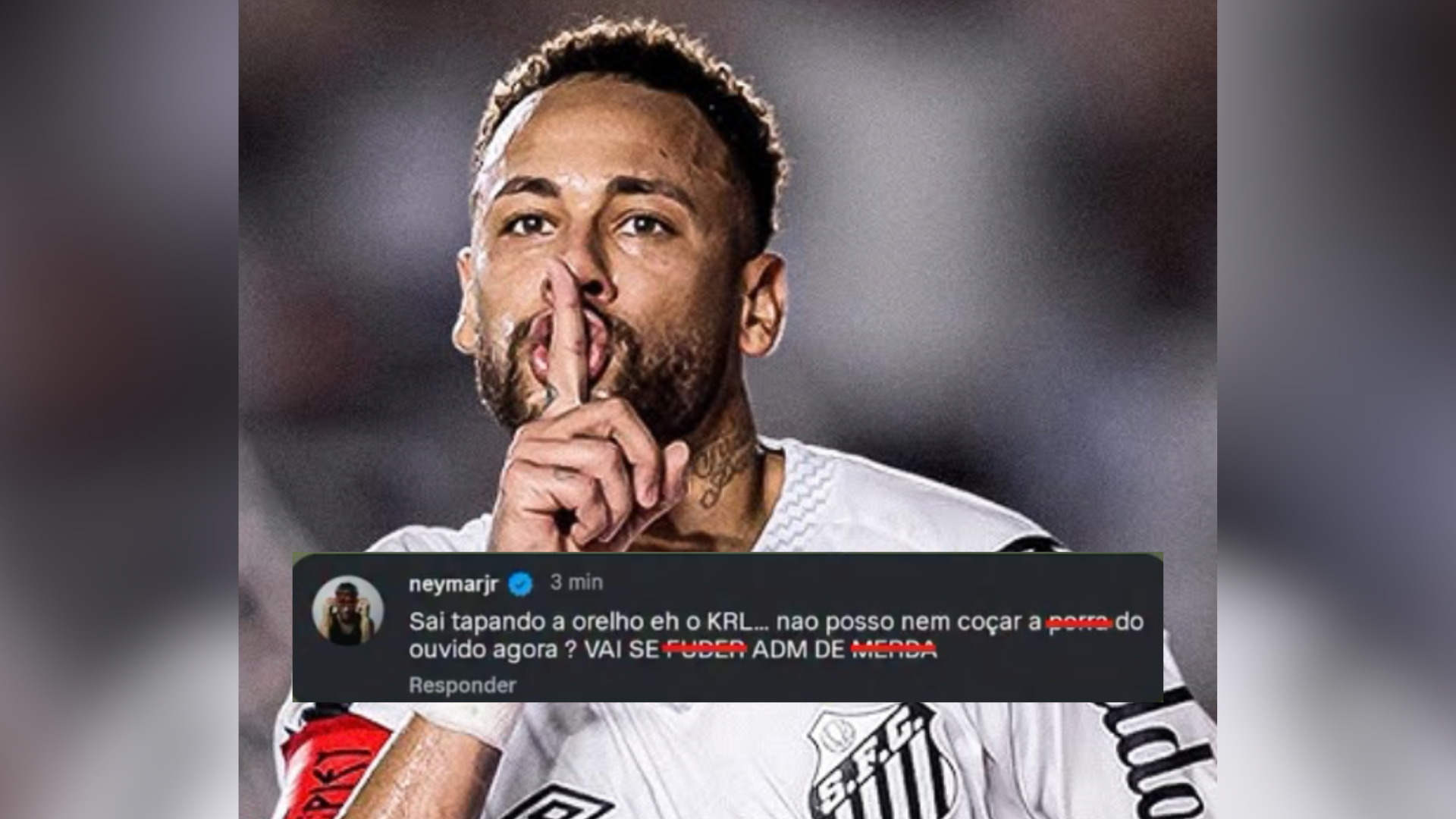 Neymar respondeu diretamente à postagem e negou a interpretação, utilizando um tom irritado