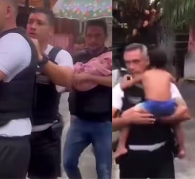 Imagem - Policiais resgatam moradores ilhados durante temporal no Tapanã, em Belém