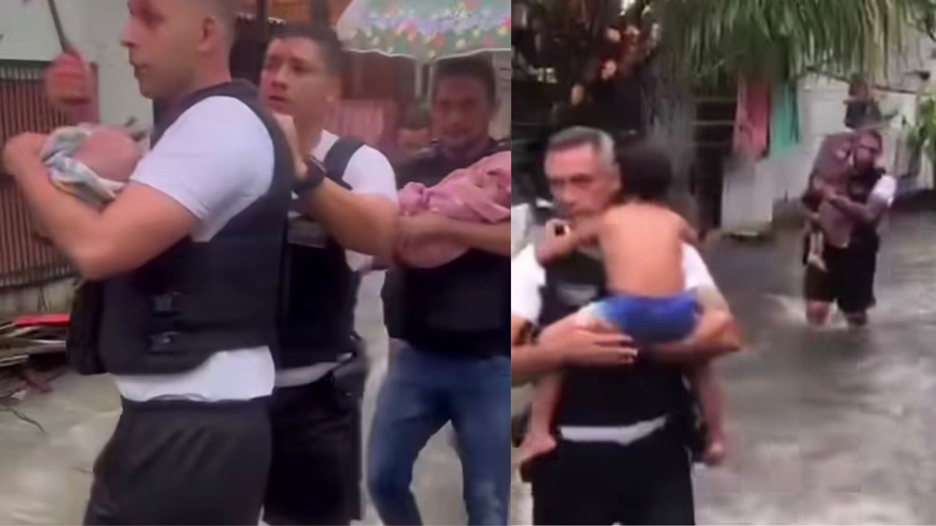 Imagem - Policiais resgatam moradores ilhados durante temporal no Tapanã, em Belém