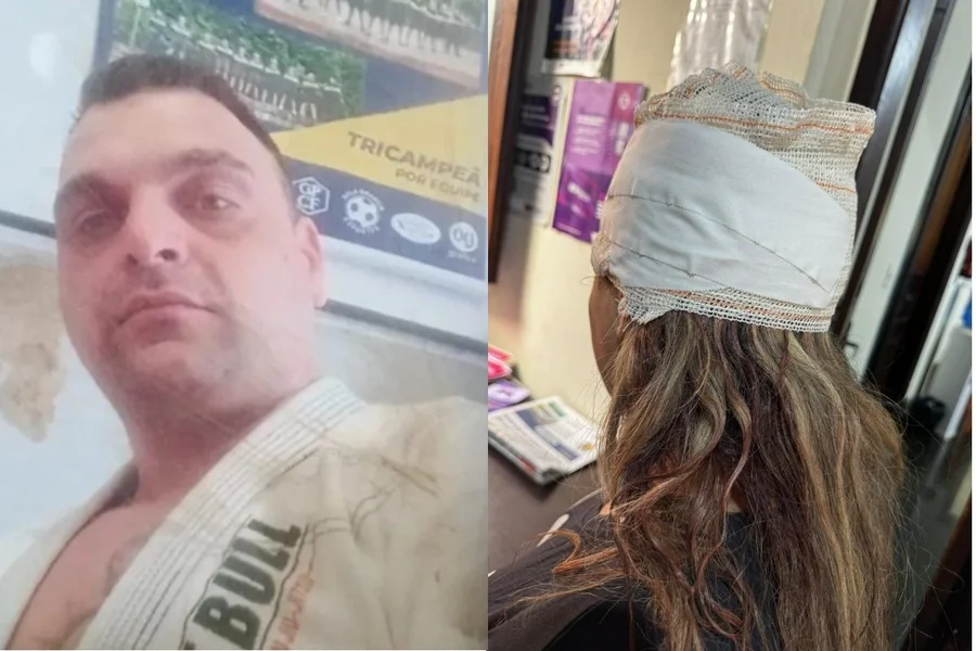 (Renê Roque Zago, de 38 anos, foi preso nessa segunda-feira (20), após espancar a companheira e ferir a filha do casal, uma bebê de apenas seis meses.)