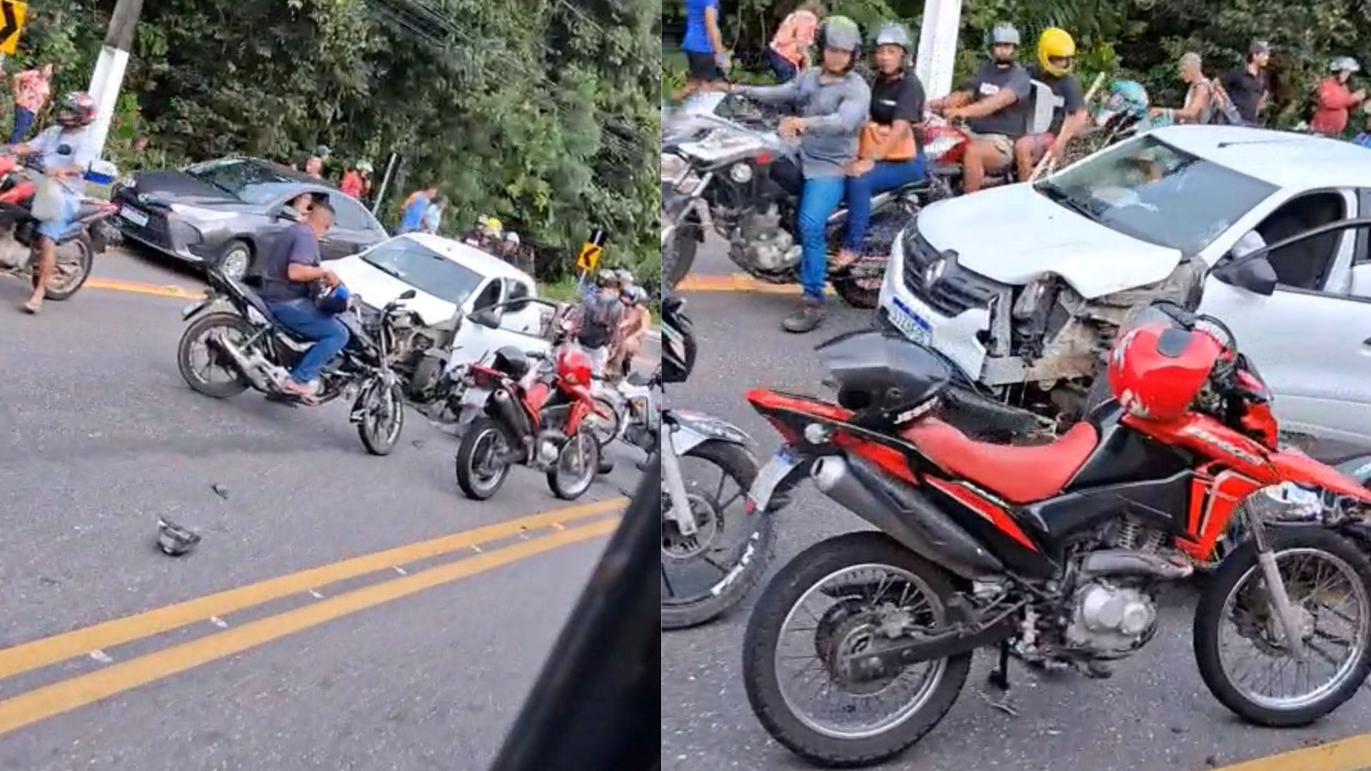 Colisão entre carro e moto provoca congestionamento na avenida Júlio César, em Belém