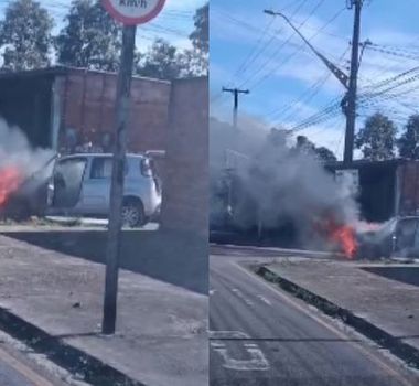 Imagem - Carro pega fogo e assusta moradores no bairro Icuí, em Ananindeua