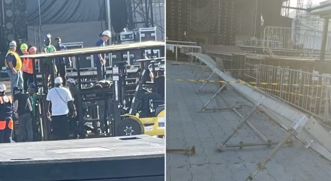 (O serralheiro Gabriel de Jesus Firmino, de 28 anos, sofreu esmagamento das pernas em um sistema de elevação enquanto trabalhava na montagem do palco, na tarde de domingo (26). 