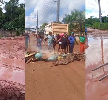 Imagem - Moradores fecham via tomada por lama no acesso ao Aurá e cobram ação imediata