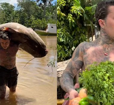 Imagem - Vídeo: Mergulhado na cultura paraense, MC Daniel pesca, prepara peixe de 80kg e come com açaí em Abaetetuba