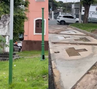Imagem - Praça Dom Macedo Costa sofre com abandono e vira estacionamento irregular no centro de Belém
