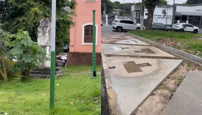 Imagem - Praça Dom Macedo Costa sofre com abandono e vira estacionamento irregular no centro de Belém