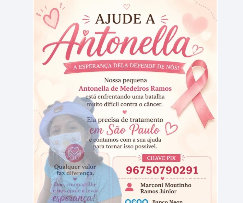 Família faz campanha para ajudar criança em tratamento contra o câncer
