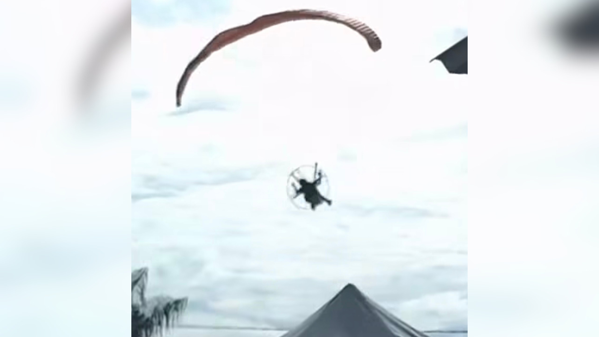 Momento da queda do Paramotor em Redenção, no Pará.