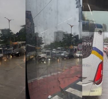 Imagem - Chuva forte provoca congestionamento no centro de Belém