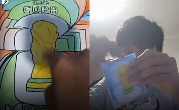 Jovem viraliza ao criar álbum da Copa do Mundo desenhado à mão: ‘desculpa a pobreza’