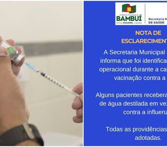 Imagem - Erro em vacinação aplica água destilada em pacientes de MG
