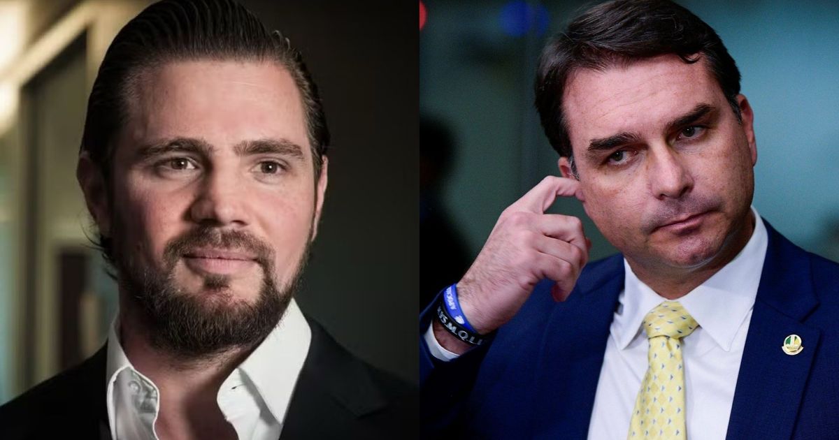 Daniel Vorcaro, proprietário do Banco Master e senador e pré-candidato à Presidência, Flávio Bolsonaro.
