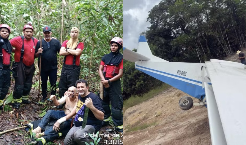 Homem foi encontrado com vida neste sábado (16); segundo relato dele, aeronave teria atingido um urubu antes de cair na região de Murinim

