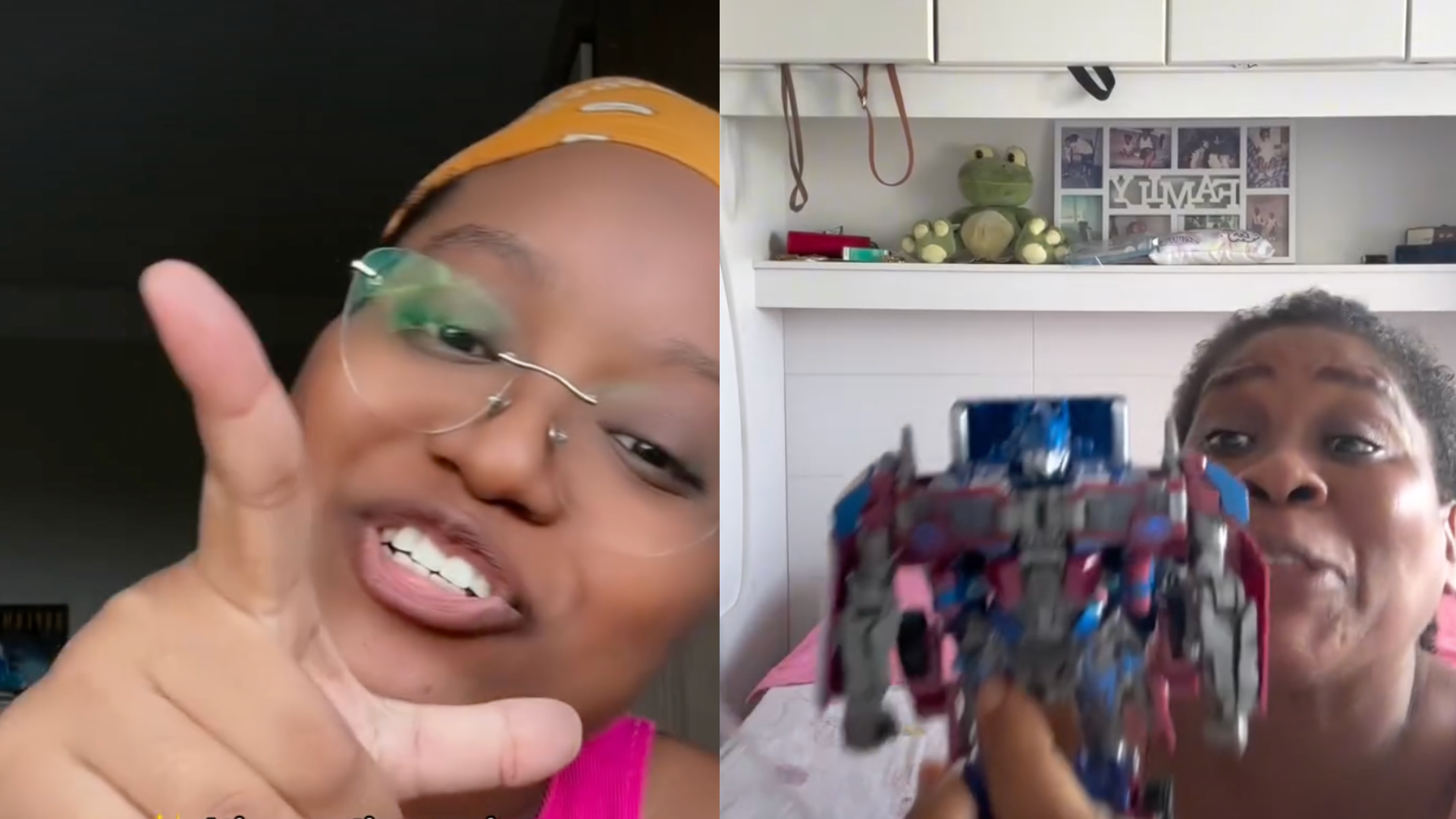 Vídeo publicado por Lulua no Instagram mostra a reação da mãe ao ganhar uma figura de ação do personagem de Transformers