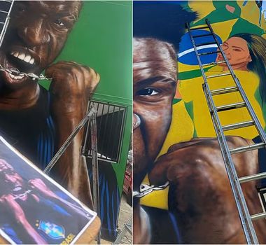 Imagem - Após separação, Virginia é retirada de mural ao lado de Vini Jr. em rua decorada para a Copa