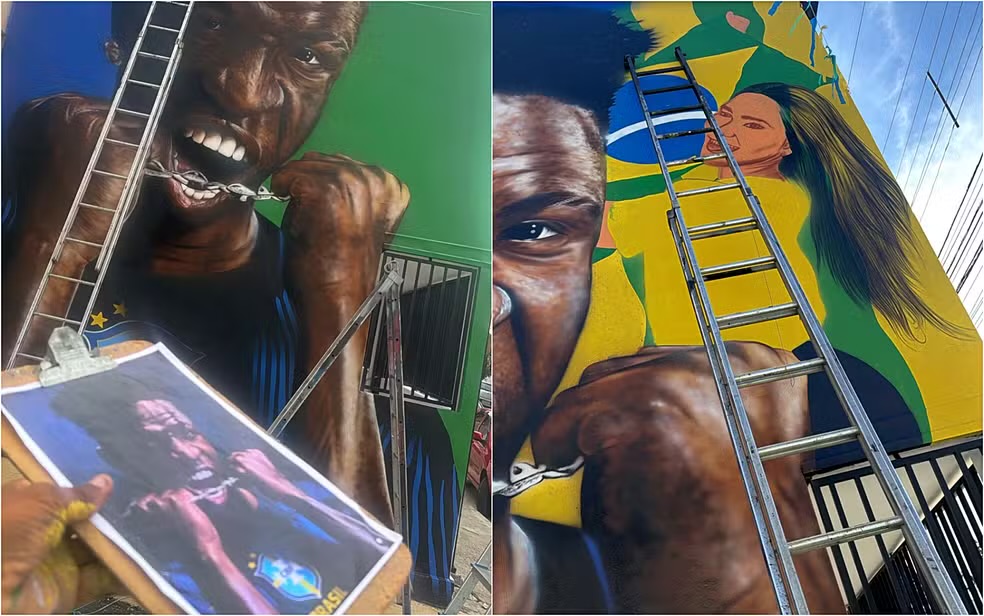 Depois da confirmação do término, o artista abriu uma enquete nas redes sociais questionando se a influenciadora deveria continuar no mural

