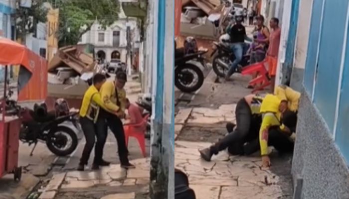 Mototaxistas são flagrados brigando por passageiros na Cidade Velha, em Belém