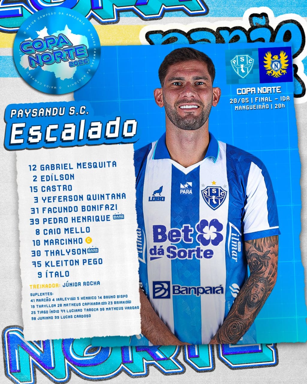 Escalação oficial do Paysandu