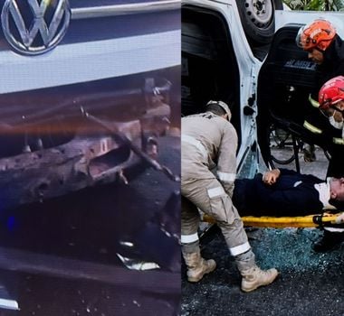 Imagem - Van capota após colisão com caminhão na Sacramenta e motorista fica ferido em Belém