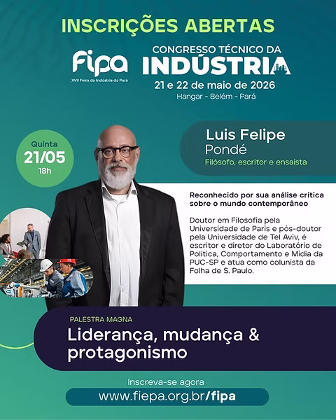 Entre os destaques da noite está a palestra magna com o filósofo e escritor Luis Felipe Pondé.