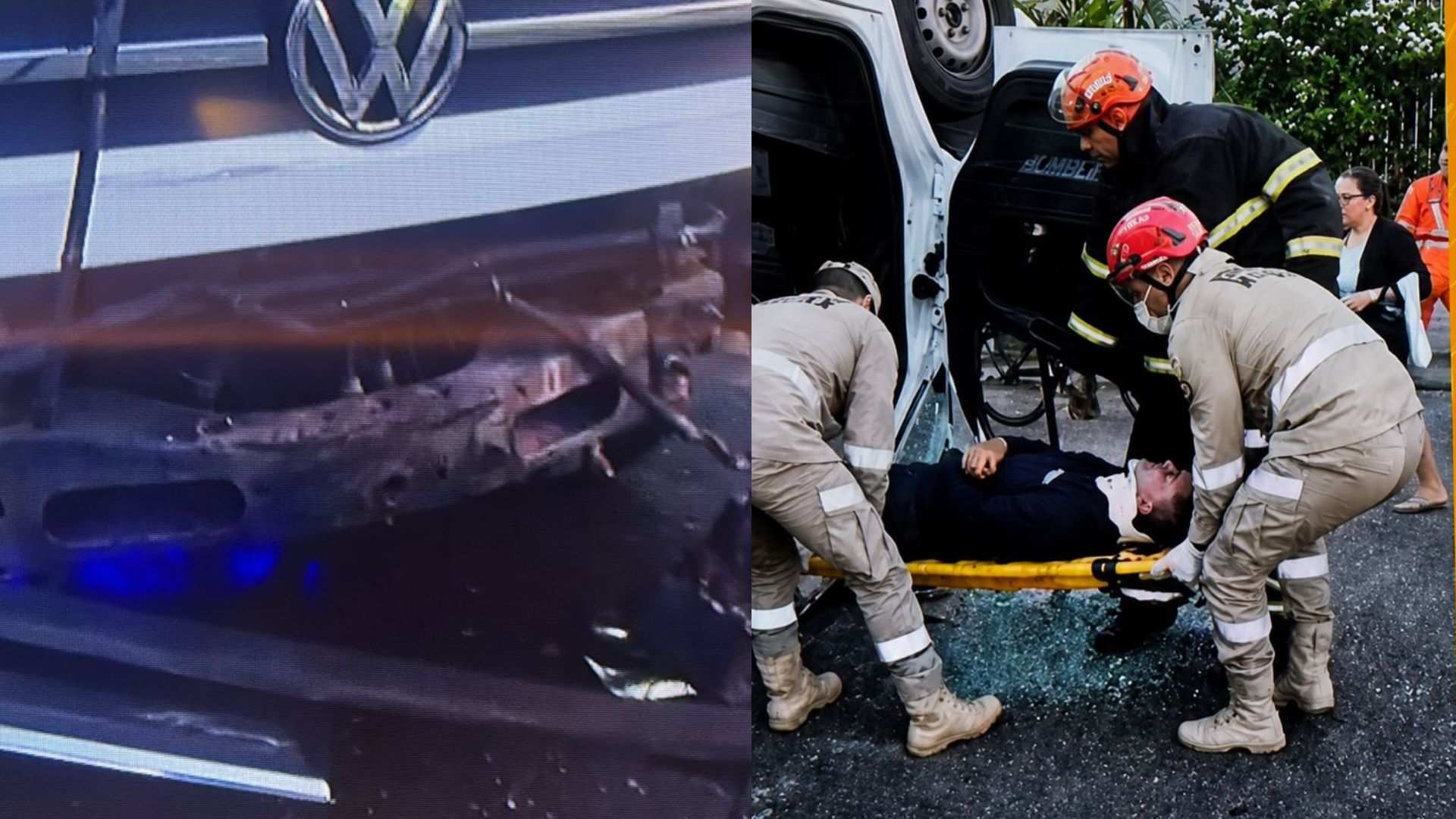 Van capota após colisão com caminhão na Sacramenta e motorista fica ferido em Belém
