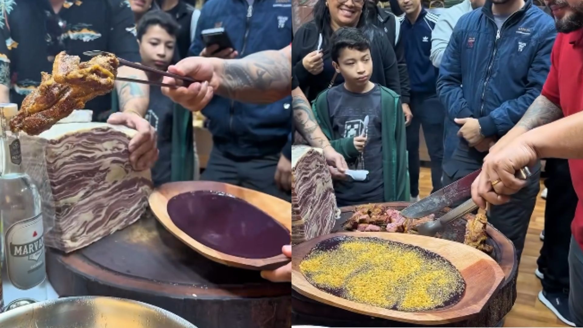 O açaí consumido com charque, combinação bastante popular no Norte do Brasil.