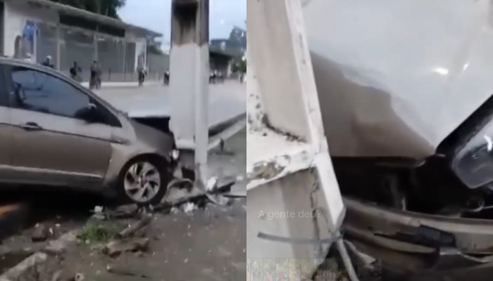 Carro colide contra poste na Almirante Barroso, em Belém