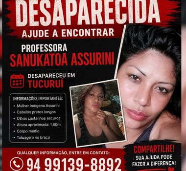 Imagem - Professora indígena desaparece após sair da Feira Municipal de Tucuruí