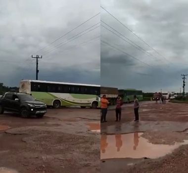 Imagem - Protesto de trabalhadores da empresa Brasil Bio Fuels na PA-150 deixa via interditada no Moju