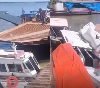 Imagem - Balsa perde controle e atinge embarcações durante travessia entre Itaituba e Miritituba