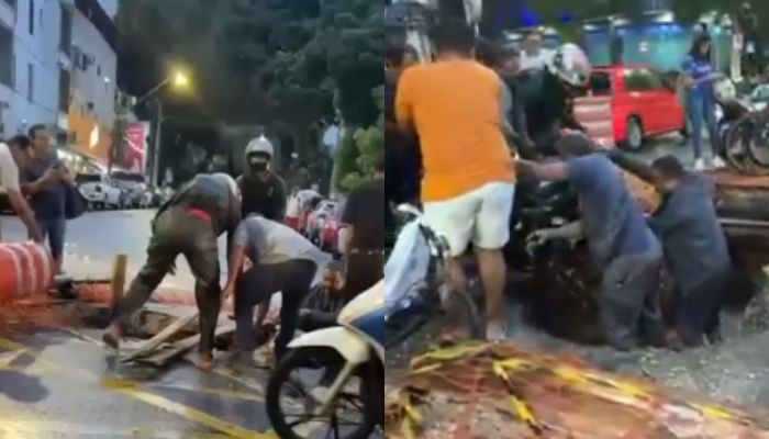 Buraco no meio da Avenida Nazaré causa acidente com motociclista